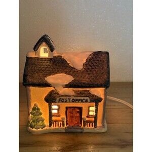 Vtg 1991 National Decorations Light Up Porcelain Post Office
